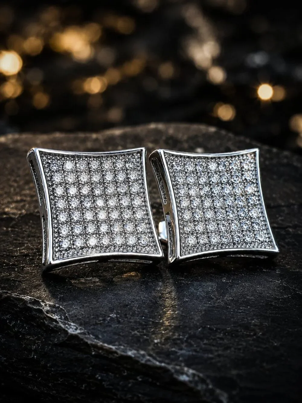 XL Pave Set .925 Sterling Silver Kite Earrings